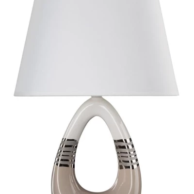 Moderní stolní keramická lampa ROMANO - 1xE27, 60W, béžová / bílá