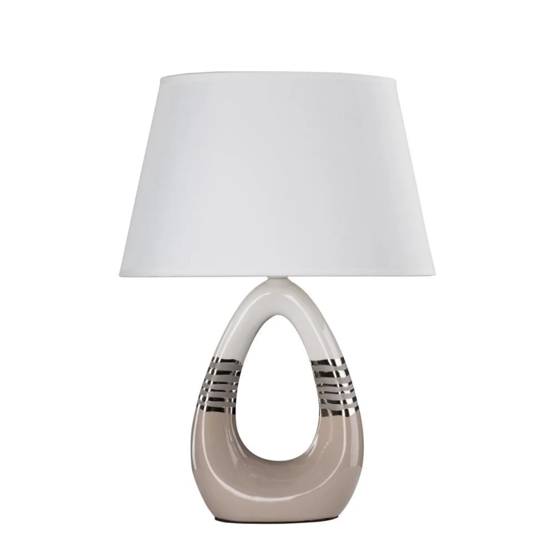 Moderní stolní keramická lampa ROMANO - 1xE27, 60W, béžová / bílá