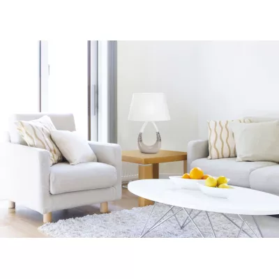 Moderní stolní keramická lampa ROMANO - 1xE27, 60W, béžová / bílá