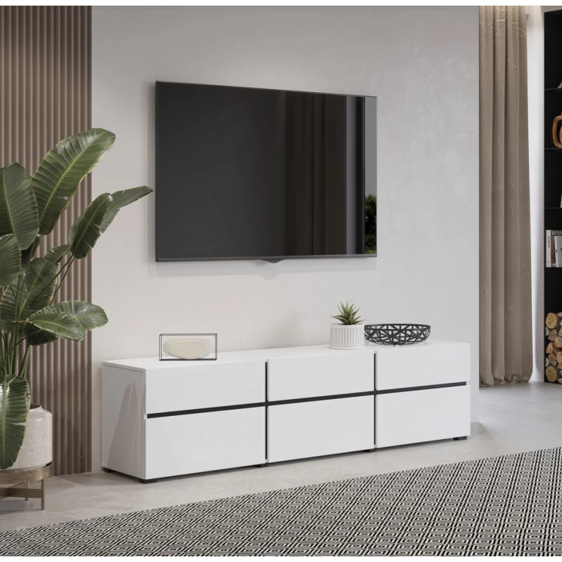 VÝPRODEJ - TV stolek GLENROSE - bílý / černý