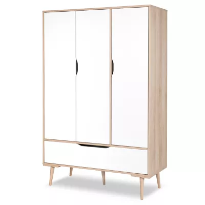 VÝPRODEJ - Prostorná šatní skříň 100 BRELA - buk / bílá