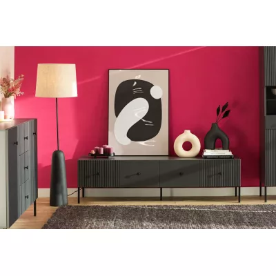 VÝPRODEJ - Široký televizní stolek HASKEL - antracitový