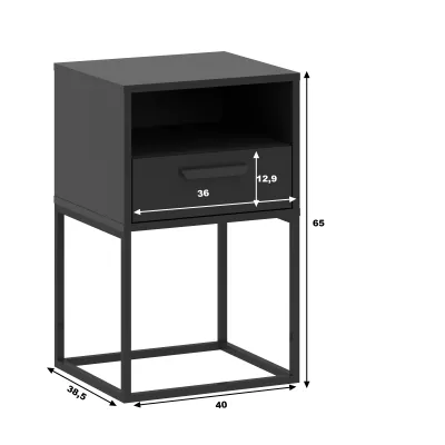 VÝPRODEJ - Noční stolek s poličkou a zásuvkou MARETA 8 - antracitový