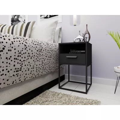 VÝPRODEJ - Noční stolek s poličkou a zásuvkou MARETA 8 - antracitový