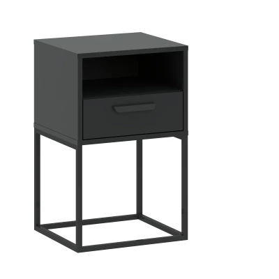 VÝPRODEJ - Noční stolek s poličkou a zásuvkou MARETA 8 - antracitový