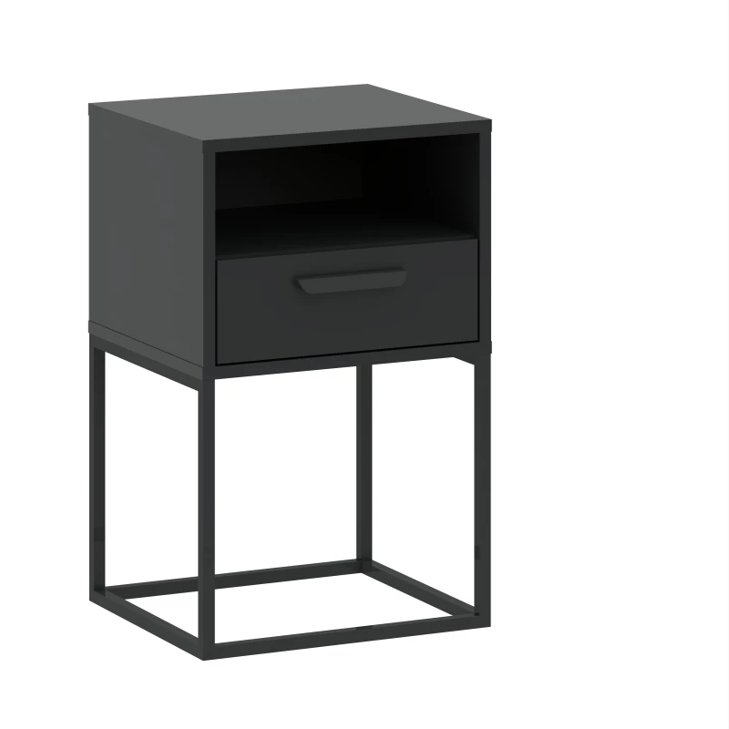 VÝPRODEJ - Noční stolek s poličkou a zásuvkou MARETA 8 - antracitový