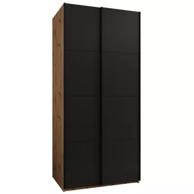 VÝPRODEJ - Dvoudveřová skříň SAMARA 1 - 100 cm, dub artisan / černá / černá