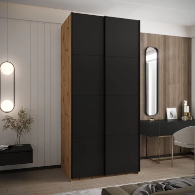 VÝPRODEJ - Dvoudveřová skříň SAMARA 1 - 100 cm, dub artisan / černá / černá