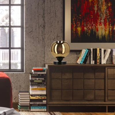 Stolní moderní lampa RUBEAM - 1xE27, 60W, černá / zlatá