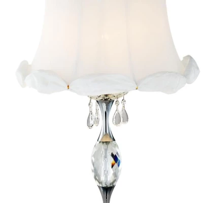 Klasická stolní lampa SAFONA - 1xE27, 60W, chromovaná / bílá