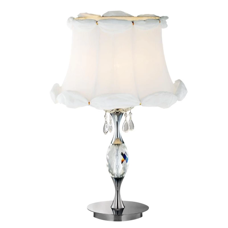 Klasická stolní lampa SAFONA - 1xE27, 60W, chromovaná / bílá