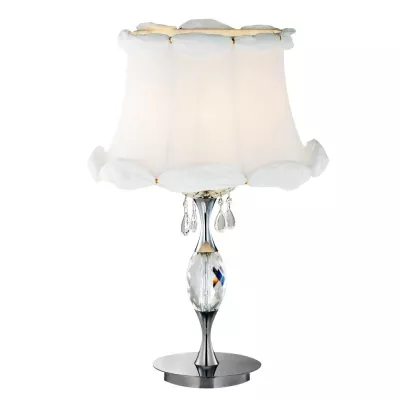 Klasická stolní lampa SAFONA - 1xE27, 60W, chromovaná / bílá