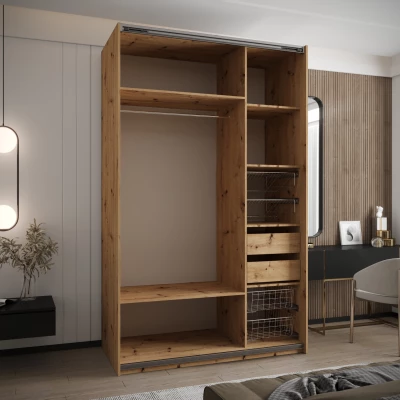 VÝPRODEJ - Dvoudveřová skříň SAMARA 3 - 150 cm, kašmír / stříbrná