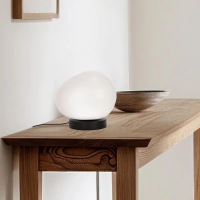 Stolní lampa v japandi stylu STONES - 1xE27, 40W, 20cm, černá / bílá