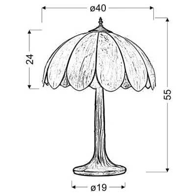 Stolní vitrážová lampa TESSO - 2xE27, 60W, černá / béžová