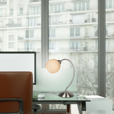 Stolní lampa v rustikálním stylu TOBAGO - 1xE14, 40W, stříbrná / bílá