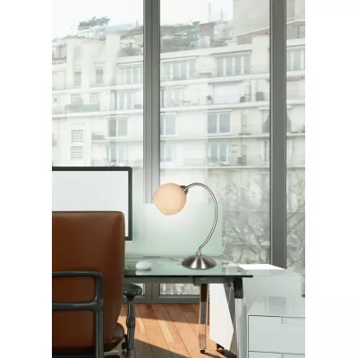 Stolní lampa v rustikálním stylu TOBAGO - 1xE14, 40W, stříbrná / bílá