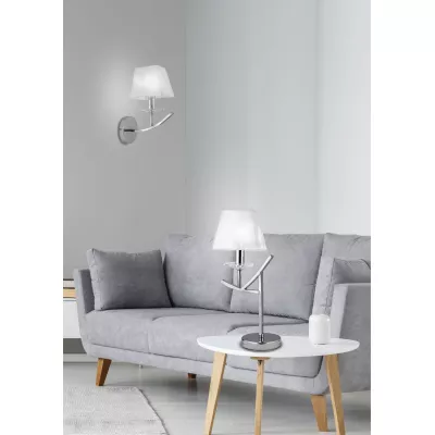 Stolní lampa VALENCIA - 1xE14, 40W, chromovaná / bílá