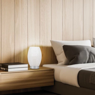 Stolní designová lampa VENUS - 1xE27, 60W, stříbrná / bílá