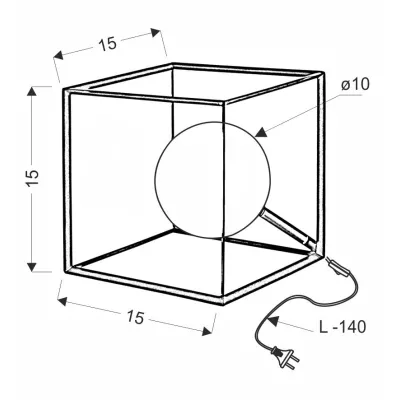 Stolní industriální lampa WEERT - 1xG9, 28W, 15x15cm, černá / zlatá