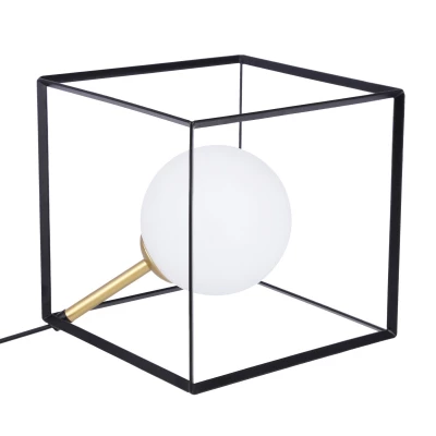 Stolní industriální lampa WEERT - 1xG9, 28W, 20x20cm, černá / zlatá