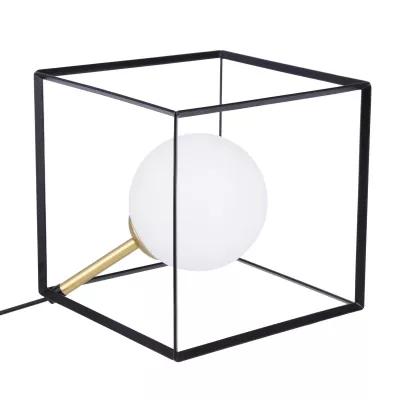 Stolní industriální lampa WEERT - 1xG9, 28W, 20x20cm, černá / zlatá