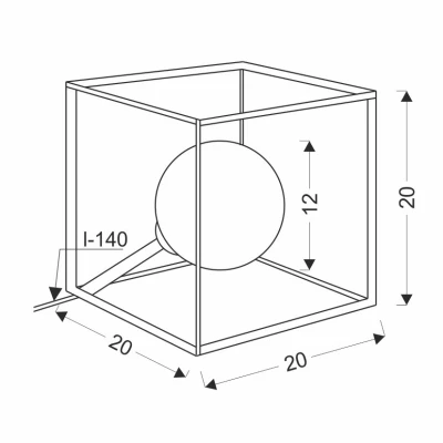 Stolní industriální lampa WEERT - 1xG9, 28W, 20x20cm, černá / zlatá