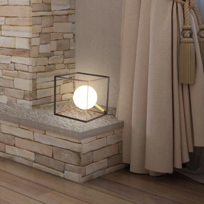 Stolní industriální lampa WEERT - 1xG9, 28W, 20x20cm, černá / zlatá