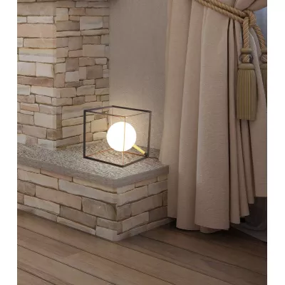 Stolní industriální lampa WEERT - 1xG9, 28W, 20x20cm, černá / zlatá