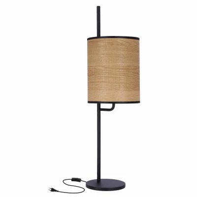 Skandinávská stolní lampa ZETA - 1xE27, 40W, černá / hnědá