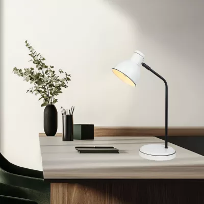 Moderní stolní lampa ZUMBA - 1xE14, 40W, bílá / černá