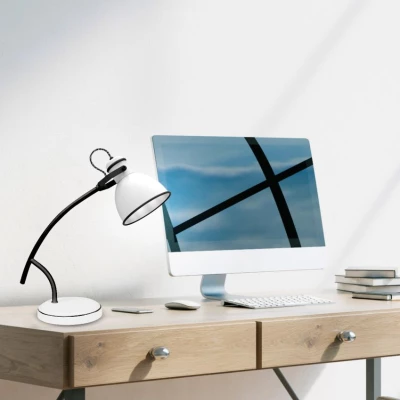 Moderní stolní čtecí lampa ZUMBA - 1xE14, 40W, bílá / černá