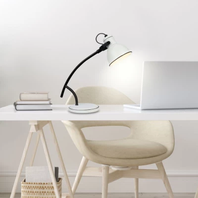 Moderní stolní čtecí lampa ZUMBA - 1xE14, 40W, bílá / černá