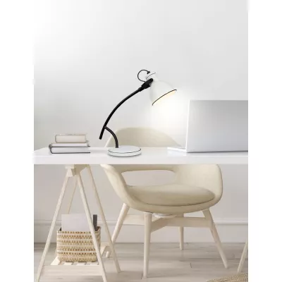 Moderní stolní čtecí lampa ZUMBA - 1xE14, 40W, bílá / černá