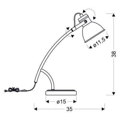Moderní stolní čtecí lampa ZUMBA - 1xE14, 40W, bílá / černá