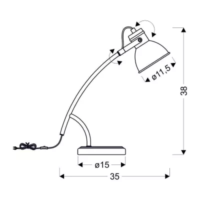 Moderní stolní čtecí lampa ZUMBA - 1xE14, 40W, bílá / černá
