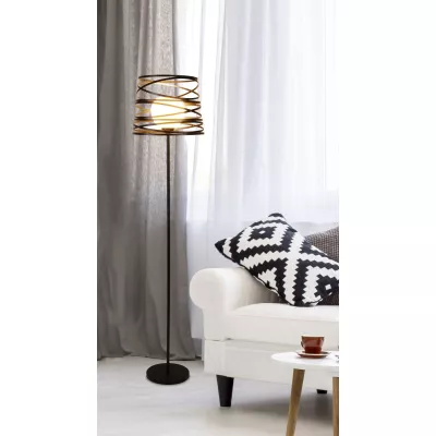 Designová stojací lampa AKITA - 1xE27, 40W, černá