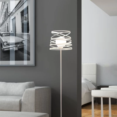 Designová stojací lampa AKITA - 1xE27, 40W, bílá