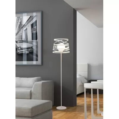 Designová stojací lampa AKITA - 1xE27, 40W, bílá