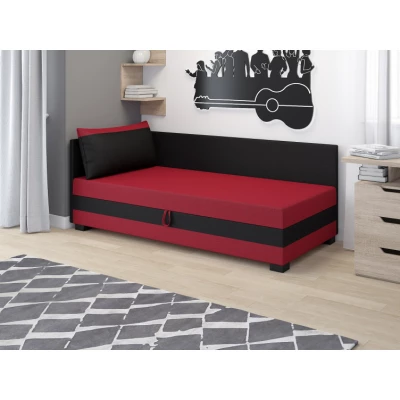VÝPRODEJ - Jednolůžková čalouněná postel 80x195 MIRRY PLUS 1 - červená / černá