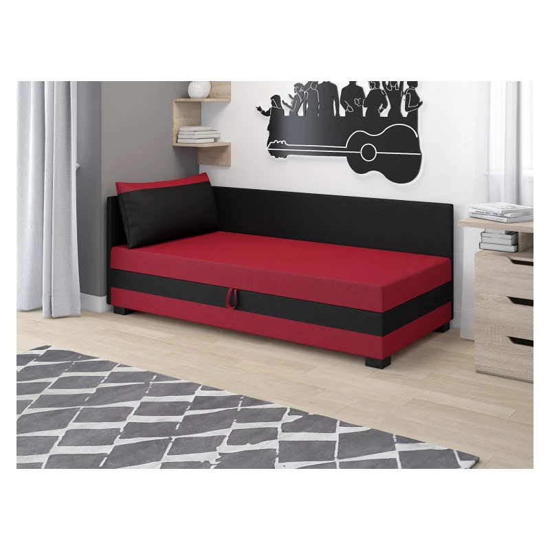 VÝPRODEJ - Jednolůžková čalouněná postel 80x195 MIRRY PLUS 1 - červená / černá