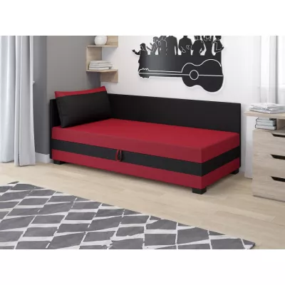 VÝPRODEJ - Jednolůžková čalouněná postel 80x195 MIRRY PLUS 1 - červená / černá