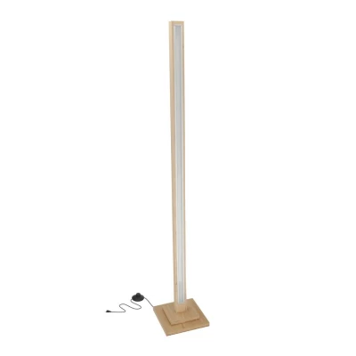 LED stojací dřevěná lampa ALSET - 18W, 4000K (denní bílá), buk / stříbrná