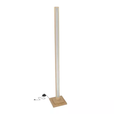 LED stojací dřevěná lampa ALSET - 18W, 4000K (denní bílá), buk / stříbrná