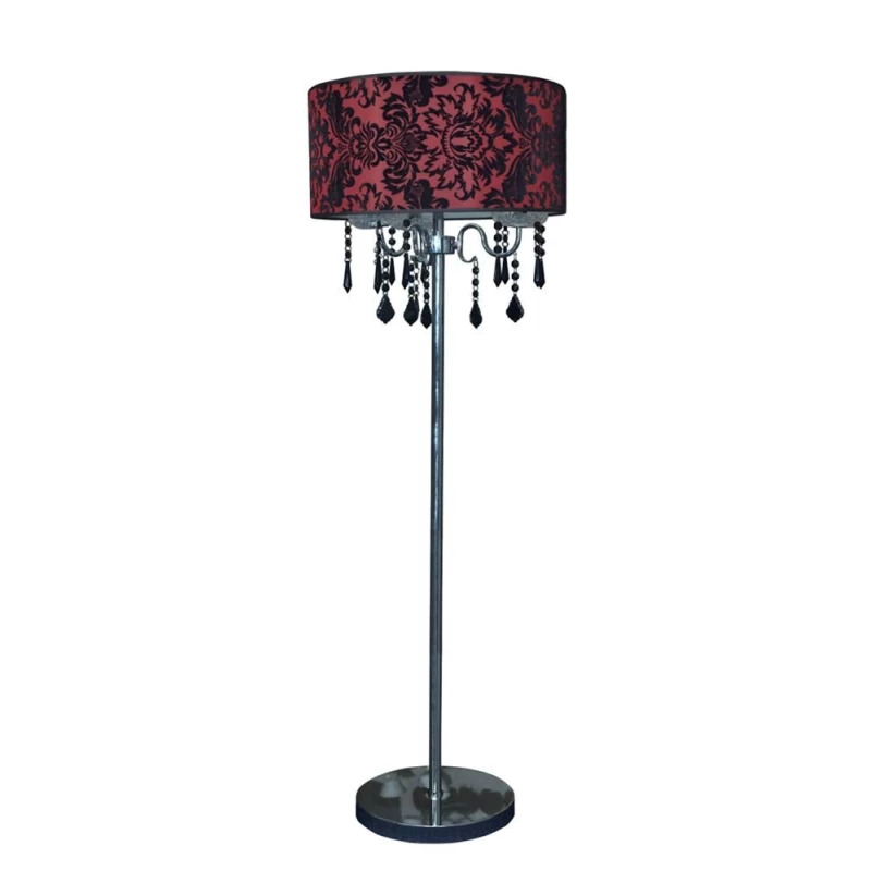 Moderní stojací lampa ASTOR - 3xE14, 40W, chromovaná / červenočerná