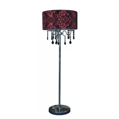 Moderní stojací lampa ASTOR - 3xE14, 40W, chromovaná / červenočerná