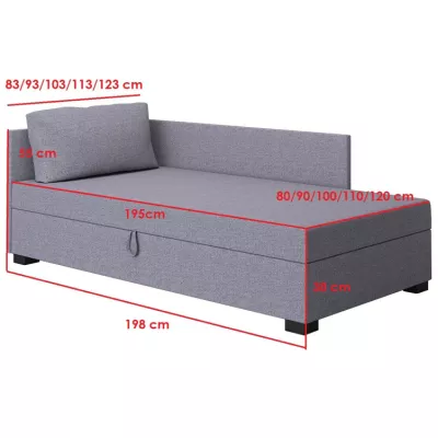 VÝPRODEJ - Čalouněná jednolůžková postel 100x195 SARAH PLUS 1 - grafitová