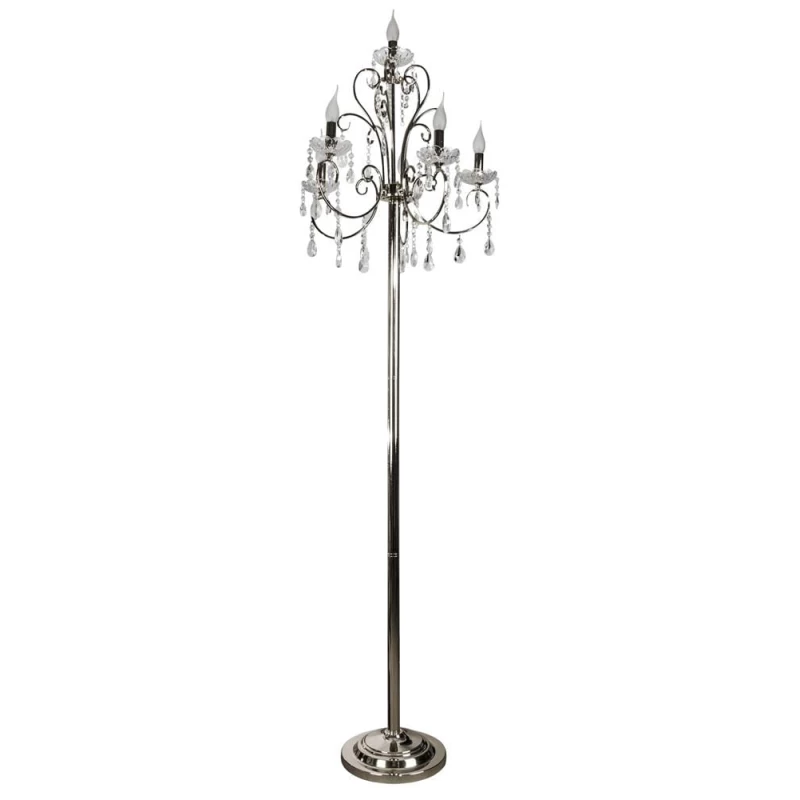 Stojací lampa v anglickém stylu AURORA - 5xE14, 40W, chromovaná
