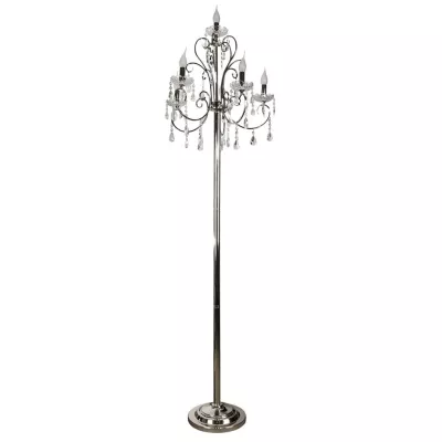 Stojací lampa v anglickém stylu AURORA - 5xE14, 40W, chromovaná