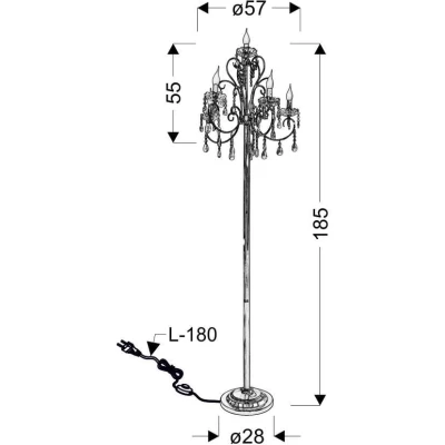 Stojací lampa v anglickém stylu AURORA - 5xE14, 40W, chromovaná